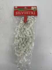 Vintage Silvestri 9 Feet White Pearl Plastic Flat Bead Christmas Tree Garland