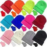 [Vegove] Kids Winter Beanie Hats 12 Pack, Knit Beanies Ski Hat Bulk Assorted Colors Gifts for 3-8 Years Old Boys Girls