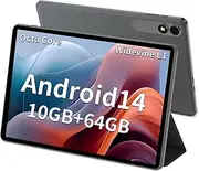 10.1'' Android 14 Tablet, Black, 10GB RAM+64GB ROM, Widevine L1, HD IPS Display, 6000mAh Battery, Dual-Band Wi-Fi, Bluetooth 5.0, 1TB Expandable Storage