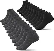 [Falechay] 10 Pairs Children's Trainer Socks Boys Girls Children's Socks Short Socks Cotton Sports Socks, 5 x black + 5 x grey, 27-30