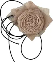 [KieTeiiK] Necklaces, 3Styles Rose Flower Choker for Women Girls Gothic Mesh Yarn Choker with Braided Rope Vintage Neck Chain Collar Necklace