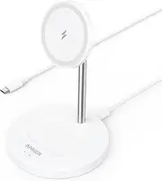 Anker iPhone 16 Wireless Charging Stand, PowerWave 2-in-1 Magnetic Stand Lite with USB-C Cable, for iPhone 16/15/14/13 Series, AirPods (No AC Adapter)