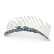 Hand Made Hair Jewelry Flashes of swarovski crystal on a Large Bridal Comb, Blue