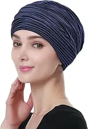 [Alnorm] Pleated Turban Classy Wraps Gifts Chemo Headwear for Women