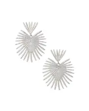 Kenneth Jay Lane Silver Fan Large Earrings
