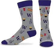 For Bare Feet NCAA WASHINGTON HUSKIES Tailgate Dress Crew Sock Team Colors OSFM