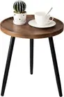 round Side Table, Metal Legged Accent Table with Wooden Tray, Small round End Ta