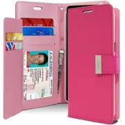 Goospery Samsung Galaxy S8 Plus Rich Diary Wallet Flip Case Leather Card Slots Magnetic Cover (Hot Pink) S8P-RIC-HPNK