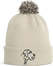 [Purple Print House] Great Dane Head Embroidered Bobble Hat Dog Owners Gifts Puppy Walking Warm Winter Beanie Hat Womens