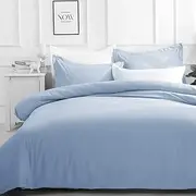 Luxton Light Blue Quilt Cover Set King Single 1000TC Premium Soft Microfibre, Solid Plain Color 3pcs Doona Cover Set (Light Blue, King Single)