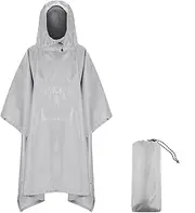 [Generic] Hooded Rain Poncho with Pocket Lightweight Rain Coat Jacket Sun Shelter for Men and Women Camping Hiking Traveling