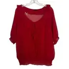 ANA Womens Rumba Red Blouse Shirt Layered Ruffled Size XL New