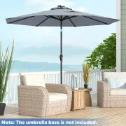 CostwaySolar Powered LED Lighted Patio Umbrella with Tilt and Crank-Grey