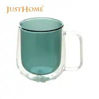 在飛比找momo購物網優惠-【Just Home】清透彩色雙層玻璃馬克杯250ml 綠色
