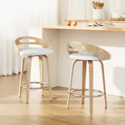 2x Artiss Bar Stools Swivel Dining Chairs Low Back