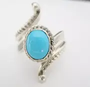 Size 7 Turquoise Stone Ring Set In S. Silver Navajo Native American Made R59