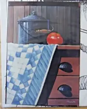 MORENE SCHULTZ 1986 SPATTER POT TOMATO QUILT STILL LIFE PAINTING PATTERN