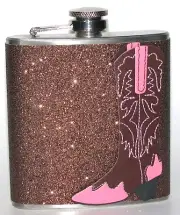 COWGIRL PINK COWBOY BOOT COUNTRY WESTERN GLITTER HIP FLASK FLASKS BIRTHDAY GIFT!