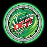 19" Mountain Dew Sign Double Neon Clock Do the Mt Dew Chrome Case