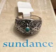 NWT Sundance Catalog Silver Turquoise “Swirl Of Emotion Ring” Size 10