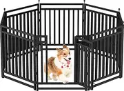 Petorldog Large Dog Kennel Outdoor Dog Enclosure House Pen 31.4" H x 8 Panels Anti-Rust Dog Cage Heavy Duty Metal Dog Playpen for Backyard Farm (Black-Silver)