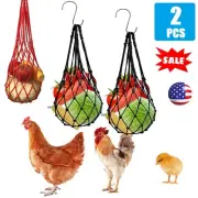 2PCS Poultry Hanging Feeder Chicken Vegetable Skewer Bag Fruit Rack Chicken Hook