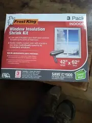 Frost King Indoor Window Insulation Shrink Kit (3 Pack) 42" x 62" Made In USA