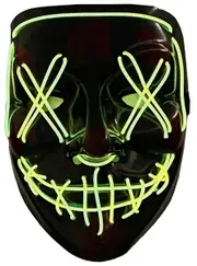 Light Up Neon Yellow Green Purge Mask Halloween Accessory