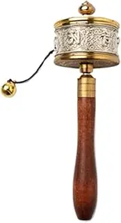 Buddhist Prayer Wheel-Hand Cranking Buddhist Prayer Wheel Hand Held Prayer Wheel Nepal Tibetan Buddhist Prayer Wheel Religious Collectible(Silver)