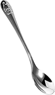 Hohopeti Adorable Bear Stainless Steel Serving Spoons Set for Toddlers Boys and Girls Mini Utensils
