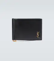 [Saint Laurent] Saint Laurent Tiny Cassandre leather wallet One Size black