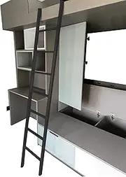 Bunk Bed Ladder Only White Black Silver, Adjustable Hooked Loft Bed Loft Elevated Raised Bed Climbing Ladder with Steps, for Rv Dorm Camper Bed Side,Black-1.55m/61 inch