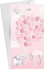 Widdle Gifts New Baby Money Wallet with Silver Foil Wording and Envelope Welcome Baby Girl, Pink, 17cm, Contemporary