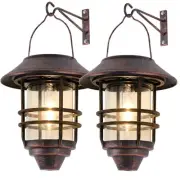 Solar Lantern Outdoor, Hanging Waterproof Solar Lights with Wall Mount Kit fo...