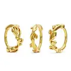 18K Gold Vermeil Set of 3 Leaf Nose Ring Clicker Mechanism, Nature Inspired Hoop