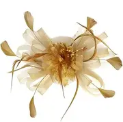 [Song Qing] Fascinator Feather Flower Hair Clip Pin Brooch Corsage Bridal Hairband Party Wedding for Women