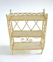 dollhouse doll house miniature GOLD WIRE WICKER DISPLAY UNIT BOOKCASE SHELVES