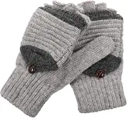 [BESPORTBLE] Convertible Knitted Gloves for Women Warm Half Finger Mittens with Clamshell Design for Texting Typing Outdoor Activities Lightweight Comfortable Winter Accessory