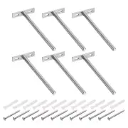 6Pcs 6 Inch Wall Mounting Floating Shelf Bracket Blind Shelf Support, Silver