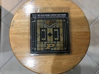 Purdue University Art-Glass Double Switch Light Plate Cover Football NCAA