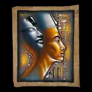 Egyptian Queen Nefertiti & Husband King Ehnaton 12"x16" By Artist Casa Fernando
