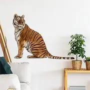 WAFT YEARN Lifelike Tiger Wall Decal 3D Animals Wall Sticker Safari Wall Decor for Nursery Kid'sroom School Classroom Livingroom Bedroom Bathroom Decoration (Lifelike Tiger 7)