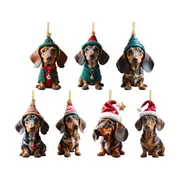 7Pcs Dachshund Dog Christmas Ornaments for Christmas Tree