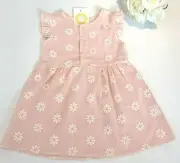 Baby Girls Dress Light Pink Daisy Flutter Sleeve Baby Girls Dress