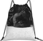 EdWal French Bulldog Print Drawstring Backpack Gym Bags Sports Draw String Bags For Gym Travel Swimming Beach, White, One Size