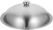 Luxshiny Stockpot Lid Wok Stainless Steel Universal for Pots Pans Skillets 32cm Replacement Frying Pan and Cast Iron Skillet Metal Dome Cover Cookware Lids Kitchen, Silver, 32X32X9.5CM