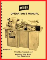 HARDINGE Old HLV High Speed Tool Room Metal Lathe Operator’s Manual ’54 1124