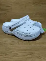 Crocs Baya Platform Clogs White Women's Size 9 Slip On Platform Shoes NEW