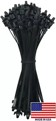 (100) Black 7" Inch Arrow Head Push Mount Nylon Cable Wire Wrap Zip Ties 50 LBS