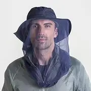 Head Net Mesh Face Neck Hat Protection from Insects Bugs Flies Gnats, Beekeeper Anti-Mosquito Bee Fly Mask Cap Hat Protective Cover Mask for Any Outdoor Sports (Color : Dark Blue, Size : L:58-60cm)